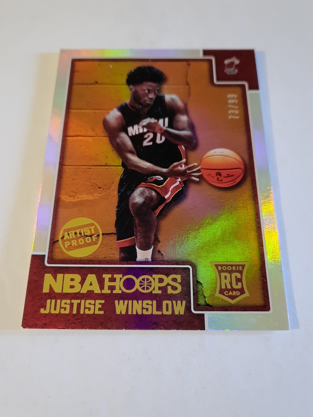 2015-16 NBA Hoops Artist Proof Justise Winslow RC Miami Heat Rookie #73/99 Card